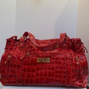 Pulicati Italian Leather Croc-Embossed Travel Bag